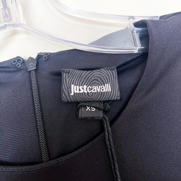 Just Cavalli Black Geometric Floral Designer Colorblock Bodycon Mini Dress XS - Picture 4 of 12